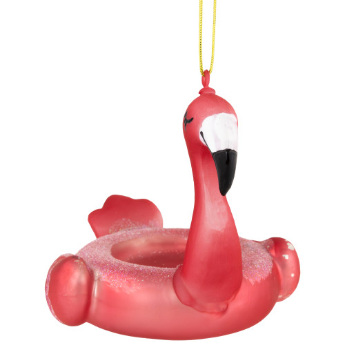 3.5" Pink Flamingo Pool Float Glass Christmas Ornament