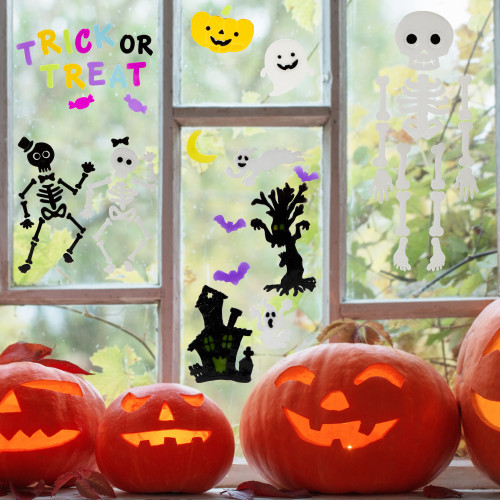 Set of 4 Double Sided Halloween Gel Window Clings