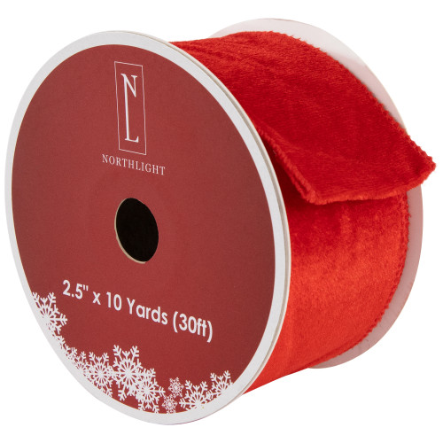 Solid Red Wired Craft Christmas Ribbon 2.5" x 10 Yards