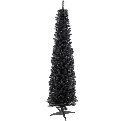 6' Charcoal Brown Iridescent Slim Artificial Tinsel Halloween Tree, Unlit
