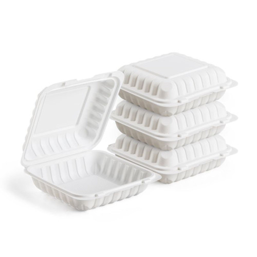 150-Count Single Compartment Hinged White Take Out Containers - 8"