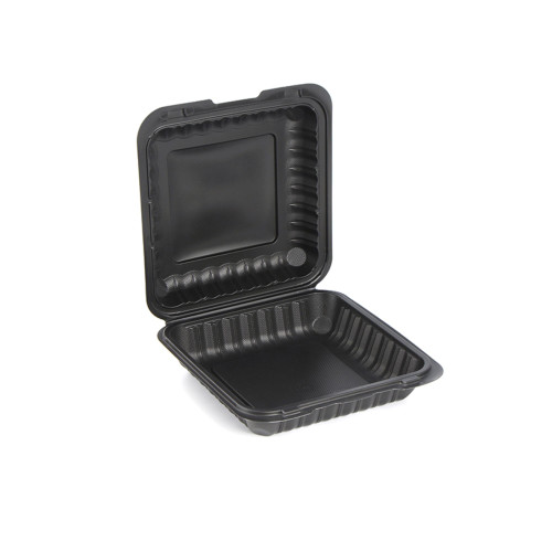150-Count Single Compartment Hinged Black Take Out Containers - 8"