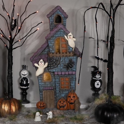 LED Lighted Haunted House with Ghosts Halloween Decoration - 22.75"
