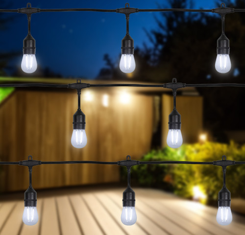 LED S14 Edison Bulb Indoor Outdoor Patio Light Set -  19.25' Black Wire - 20ct