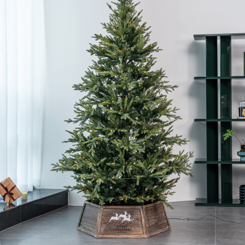 Merry Christmas Reindeer Wooden Tree Collar - 26"