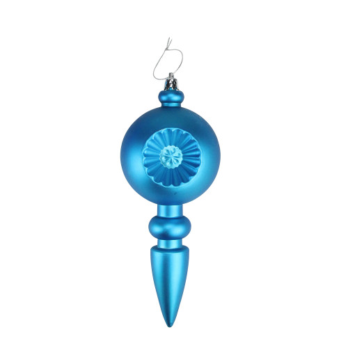 4ct Turquoise Blue Shatterproof Matte Retro Reflector Christmas Finial Ornaments 7.5"