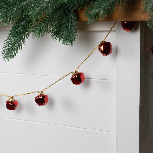 Shiny Christmas Jingle Bells Metal Garland - 7.5' x 1" - Red