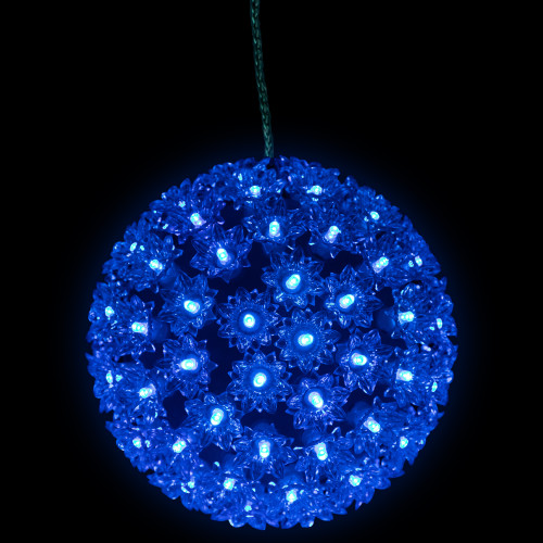 LED Lighted Hanging Starlight Floral Sphere Outdoor Christmas Decoration- 7.5" - Blue