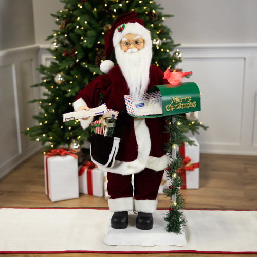 Animated and Musical Merry Christmas Santa Claus with Mailbox Figure - 30"