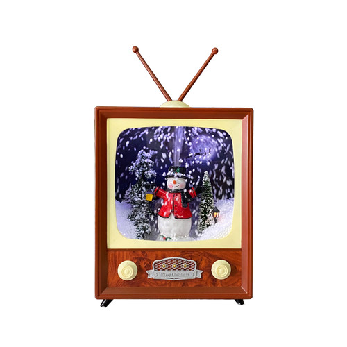 12" Lighted Musical Snowing Snowman TV Set  Christmas Decoration