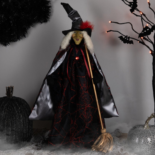 Spooky Witch with Broom Halloween Figure - 18"