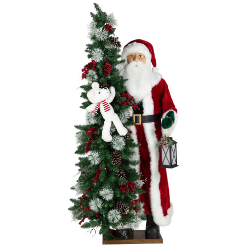 Pre-lit Life Sized Santa Claus with Polar Bear and Tree Christmas Decoration - 5.5'