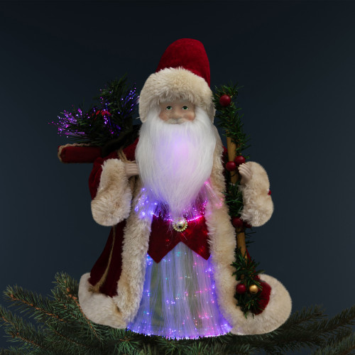 Lighted Fiber Optic Santa Claus Christmas Tree Topper - 12"