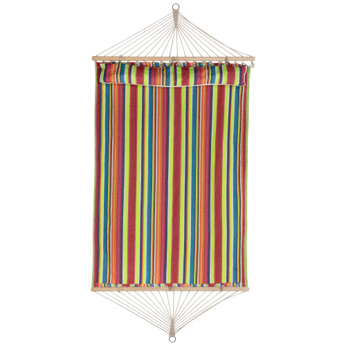 Striped Quilted Two Person Double Hammock with Pillow - 9' x 55" - Multicolor