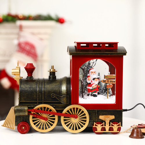 Lighted and Musical Old Fashioned Snowing Christmas Train with Santa - 26"
