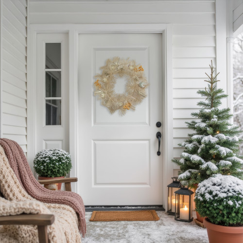 24" Champagne Gold Apple and Pine Needle Artificial Christmas Wreath - Unlit