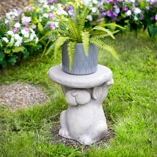 Dog Outdoor Garden Plant Stand - 12.25" - Gray