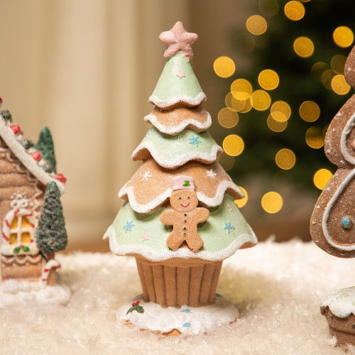 Gingerbread Cupcake Christmas Tree Decoration - 9.5"