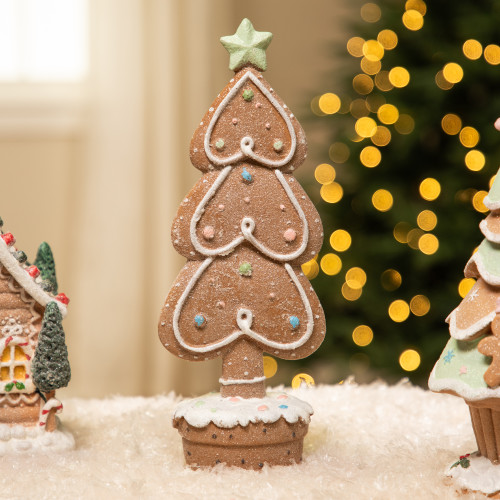 Gingerbread Cookie Christmas Tree with Icing and Star Decoration - 11.5"