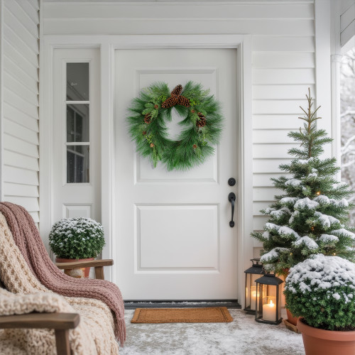 Long Needle Pine Berries and Pinecone Artificial Christmas Wreath - 26" - Unlit