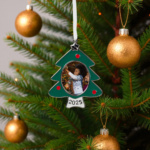 2025 Christmas Tree with Star Photo Frame Ornament - 4"