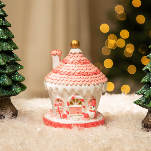 Lighted Glitter and Sprinkles Cupcake Cottage Christmas Decoration - 6"