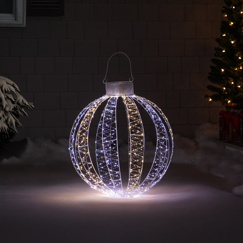 LED Lighted 3-D Ball Ornament Outdoor Christmas Decoration - 24" - Cool and Warm White