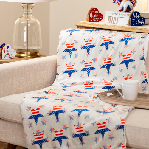 Stars with Stripes Patriotic Cotton Throw Blanket - 50" x 60"