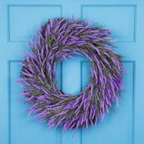 Lavender Artificial Floral Spring Wreath - 25" - Purple and Green