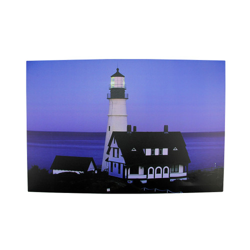 LED Lighted Dusk Lighthouse Seaside Scene Canvas Wall Art 15.75" x 23.75"