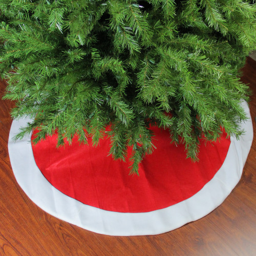 48" Red and White Traditional Christmas Tree Skirt