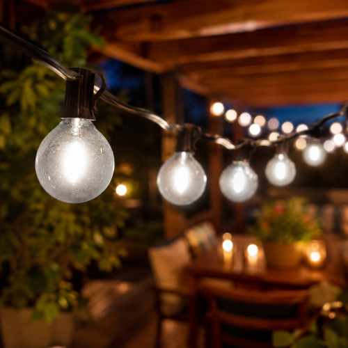 LED G50 Globe Indoor Outdoor Patio Lights - Pure White - 9' Black Wire - 10ct