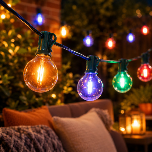 LED G50 Globe Indoor Outdoor Patio Lights - Multicolor - 9' Green Wire - 10ct