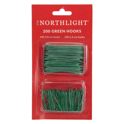1.5" and 2.5" Ornament and Home Decor Hooks - Green - 200ct