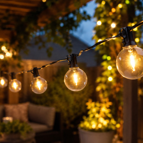 LED G50 Globe Indoor Outdoor Patio Lights - Warm White - 19' Black Wire - 20ct