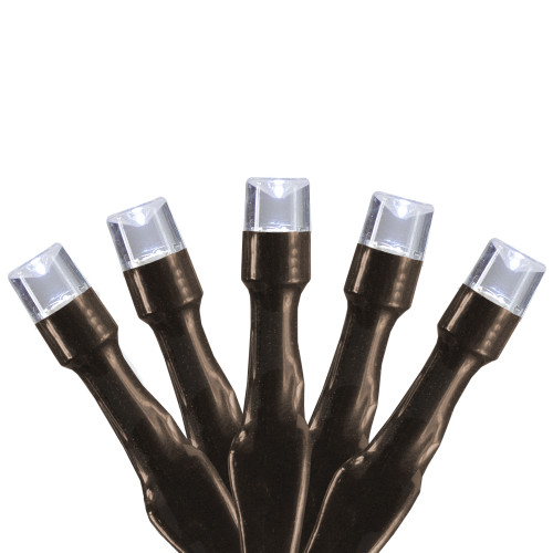 Wide Angle LED Christmas Lights - Pure White - 3' Brown Wire - 10ct