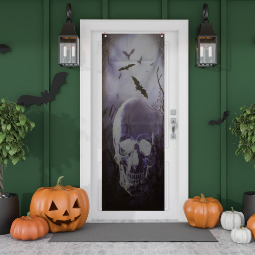 Spooky Graveyard with Skull and Bats Halloween Door Decoration - 70.75"