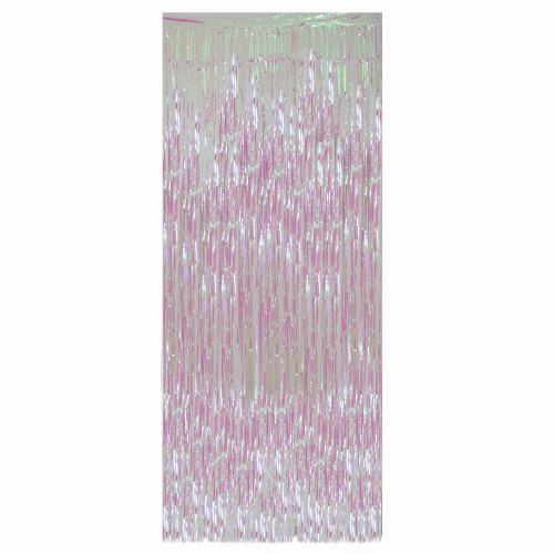 Iridescent Tinsel Christmas Window or Door Curtain - 3' x 8'