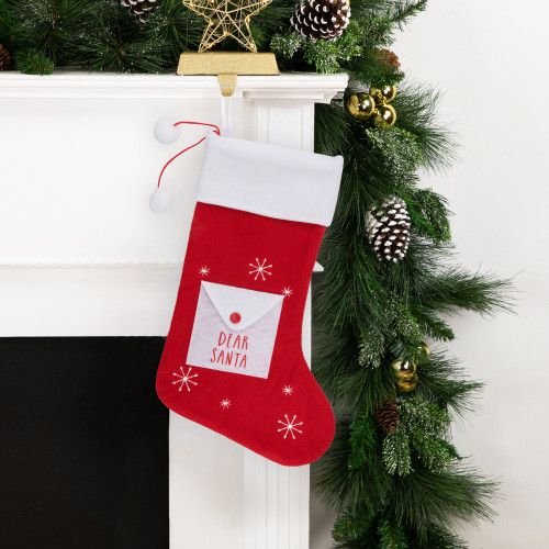 19" Red and White "Dear Santa" Envelope Christmas Stocking