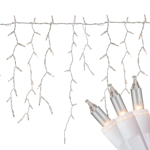 Mini Icicle Christmas Lights - Clear - 9.5' White Wire - 300ct