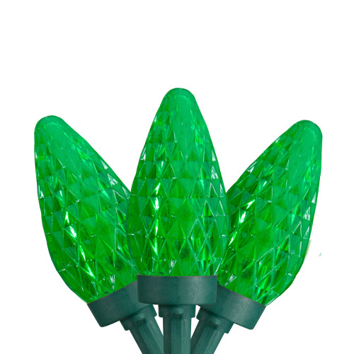 LED Faceted C9 Christmas Lights - Green - 20.25' Green Wire - 50ct