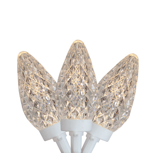 LED Faceted C9 Christmas Lights - Warm White - 41' White Wire - 100ct