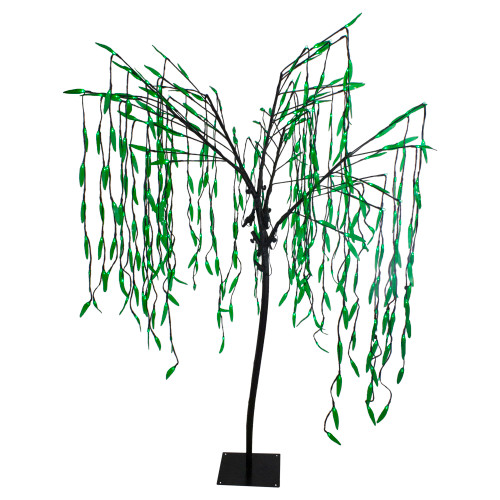 LED Lighted Willow Tree Outdoor Christmas Decoration - 6' - Green Lights
