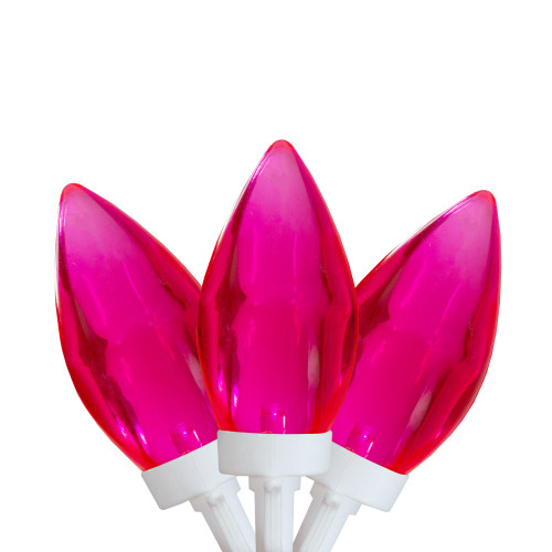 LED C9 Christmas Lights - Pink - 16' White Wire - 25ct