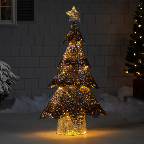 LED Lighted Mesh Christmas Tree Outdoor Decoration - 46" - Warm White Lights