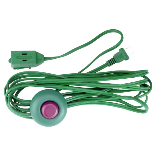 Indoor Power Extension Cord with 3-Outlets and Foot Switch - 15' - Green