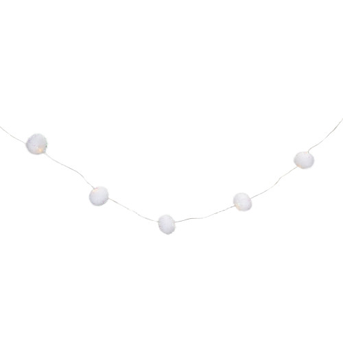 LED Iridescent Tinsel Puff Ball Christmas Lights - 4.5' Clear Wire - 15ct