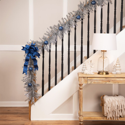 Metallic Tinsel Artificial Christmas Garland - 9' x 12" - Silver - Unlit