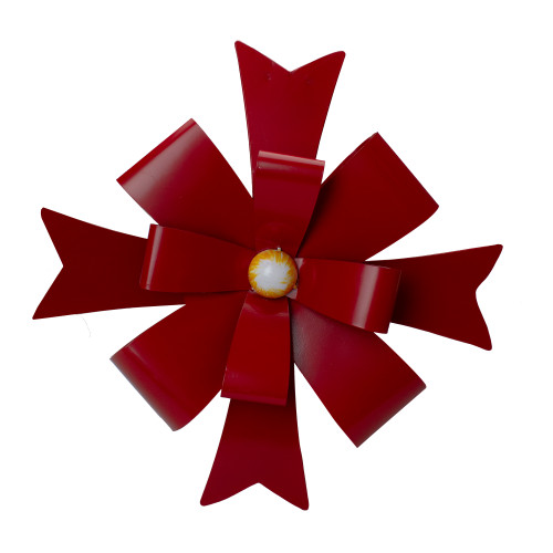 Metal Christmas Bow Wall Decoration - 19" - Red