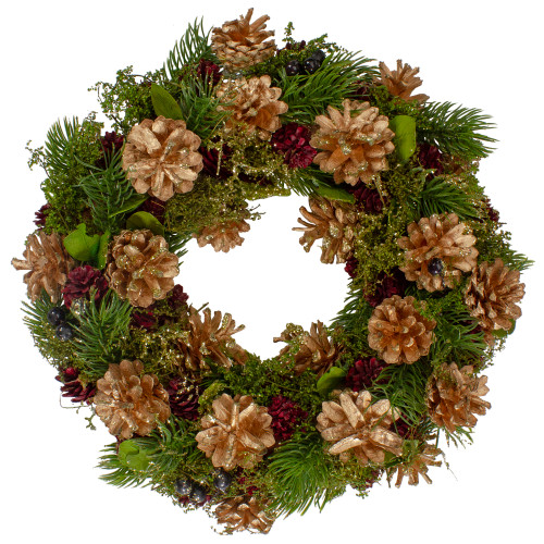 Glittered Pinecones Artificial Small Christmas Wreath - 12"